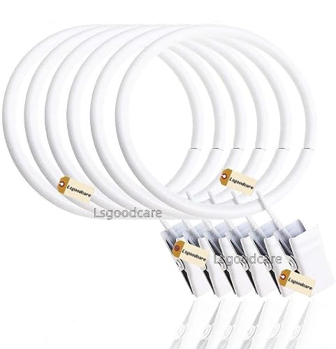 Lsgoodcare 20 Stück Duschvorhangklammern mit Ringen Weiß 50mm Starke Metall dekorative Fenster Vorhang Clip Ringe 2Inch Badezimmer Cafe Vorhang Clip Ring Haken für Drapery