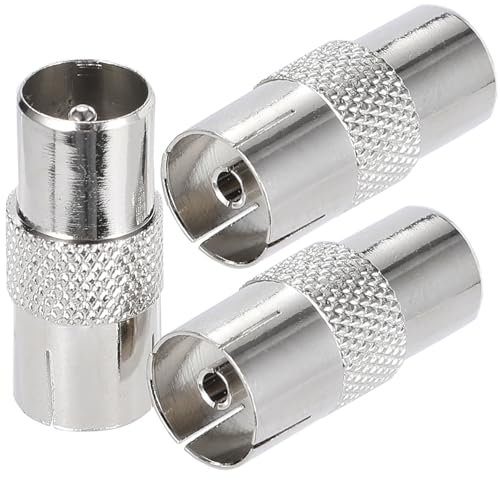 Greluma 3 Piezas Conector coaxial PAL de enchufe a enchufe, conectores macho a hembra para TV para cables de antena, cables satelitales, cables coaxiales