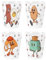 Retro Breakfast Egg Cups Set - Food Characters Tableware Kitchen Gifts - Pack of 4 Ceramic Egg Cups/Holders Kitchenware/Shot Glasses Boxed Present