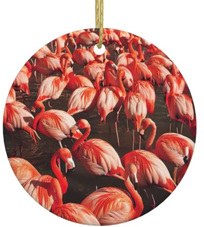 Flamingo-Weihnachtsschmuck, hängende Baumschmuck, gebeizte Keramik, Geschenke für Frauen