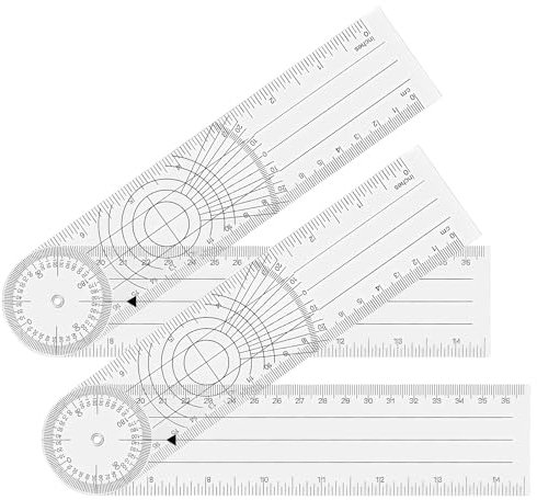 2 Stücke Winkelmesser, Gelenkmesser, PVC Goniometer, Winkelmesser 360° Winkel, Transparente Lineal Winkellineal, Faltlineal