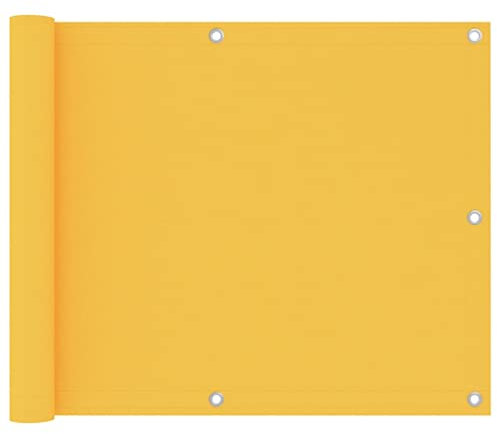 puraday Brise-vue pour extérieur, 75 x 300 cm, avec œillets, protection UV, protection contre le vent, imperméable, avec corde en polyéthylène, couverture de balcon, tissu Oxford jaune