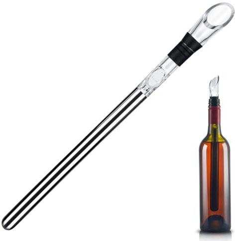 Barra enfriadora vino con pico, barra enfriadora vino acero inoxidable con vertedor, enfriadora vino con juego vertedor, juego enfriador vino, para vino blanco y vino tinto, multicolor