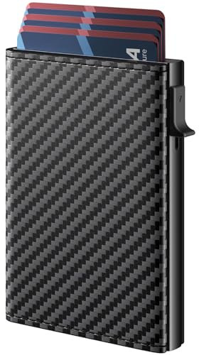 Porte Carte bancaire Portefeuilles et Porte-Cartes, Porte Cartes RFID Blocage, Porte-Cartes de crédit Pop-up en Aluminium, Portefeuille Mince pour Hommes avec Compartiment pour Billets