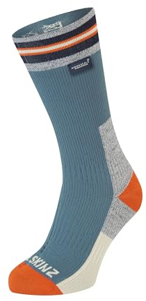SEALSKINZ Surlingham Waterproof All Weather Mid Length Striped Cuff Sock