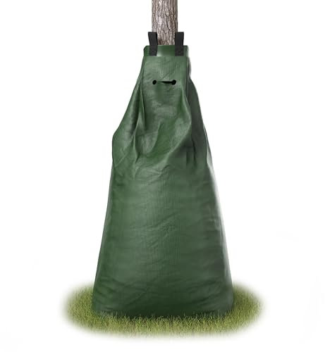 Brandson Bolsa de Riego, Saco de riego de 75 litros, Saco de riego verde, Saco de riego para árboles con cremallera, combinable, PVC resistente a los rayos UV, Ojales para protección contra robos