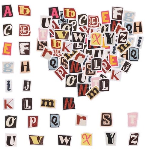 104Pcs Vintage Letter Stickers Capital, Self-Adhesive Scrapbook Sticker, Scrapbooking Supplies, DIY for Laptop, Calendars, Bottle, Suitcase, Notebooks (104, One Size)