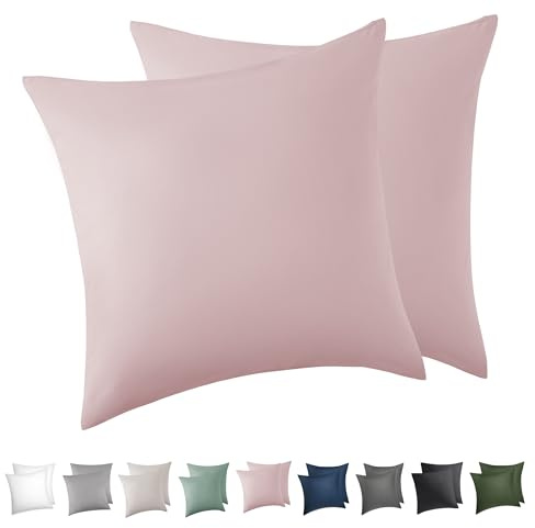 BEDSURE Kissenbezug 40x40 2er Set - 100% Baumwolle Kopfkissenbezug Rosa | Kopfkissenbezug 40 x 40 mit Reißverschluss, Kissenhülle Weich Sicher Atmungsaktiv, Hautfreundlicher Komfort, OEKO-TEX Cert.