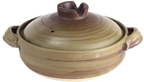 Olla de Barro Antiadherente - Cazuela de cerámica de Barro para guisar con Tapa, Apta para Horno.