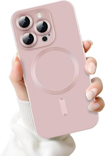 FAOMSEBS Magnetica Cover per iPhone 15 Pro, Compatibile con MagSafe [Protettore per Obiettivo della Fotocamera] Morbido Antishock Custodia per iPhone 15 Pro Cover Magro 6,1'' 2023, Rosa