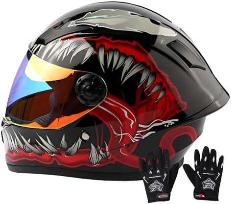 Casco Integral Para Niños, Casco De Bicicleta Con Certificación ECE, Casco De Scooter, Con Visera Y Guantes, Adecuado Para Niños Y Niñas De 3 A 12 Años. 16,XL/(53~54cm)