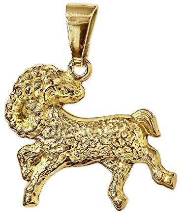 CLEVER SCHMUCK Goldener Sternzeichen Anhänger Widder 18 x 14 mm beidseitig plastische Form und glänzend 333 GOLD 8 KARAT