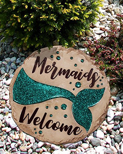 Spoontiques – Garten-Dekor – „Mermaids Welcome “-Trittstein – dekorativer Stein für den Garten