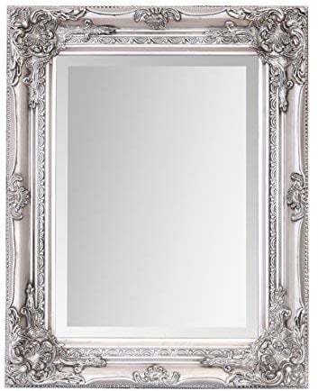Select Mirrors Rhone Mirror - French Vintage, Antique Baroque Style - 42cm x 53cm (Antique Silver)