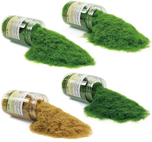 Evemodel Lot de 4 bouteilles de 300 ml de poudre d'herbe statique de 8 mm pour modélisme, modélisme, matériel de litière, accessoires de bâtiment