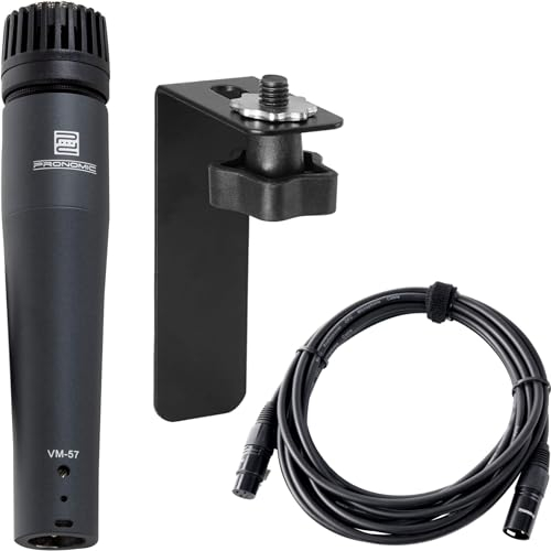 Pronomic VM-57 Cajon Mikrofonset - professionelles Bundle mit dynamischem Instrumenten-Mikrofon, Mikrofonhalterung für Cajons, passendem Kabel & Zubehör