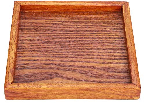 Vassoio in legno, piccolo, portatile, quadrato, in legno massello, per servire tè, caffè, snack, cena o come sottopiatto, Legno, 18 * 18 * 2