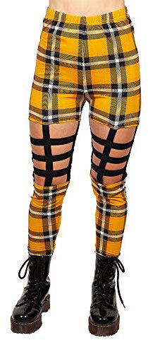 Jawbreaker Plaid Cage Leggings (Senfgelb) - Small