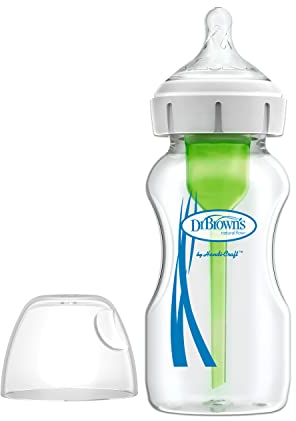 Dr. Brown's Natural Flow Options+ Anti-Colic Weithals-Babyflaschen, Glas, grün, 270 ml