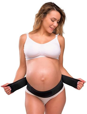 Carriwell Schwangerschafts-Stützgürtel | Verstellbarer Schwangerschaftsgürtel mit Klettverschluss | Lindert Rückenschmerzen & stützt Bauch | Diskret tragbar, Komfortabel für vor & nach der Geburt, S/M