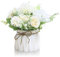 Keleily Hydrangea Artificial Flowers Indoors with Ceramic Vase Roses Silk Flowers in Small Pot Realistic Flower Arrangements for Wedding, Office, Table, Window, Living Room, Bedroom, Party, White