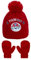 Paw Patrol Jungen Strickmütze + Fäustlinge Winter Set mit wendbaren Pailletten Marshall oder Chase Gr. 12-18 Monate, rot