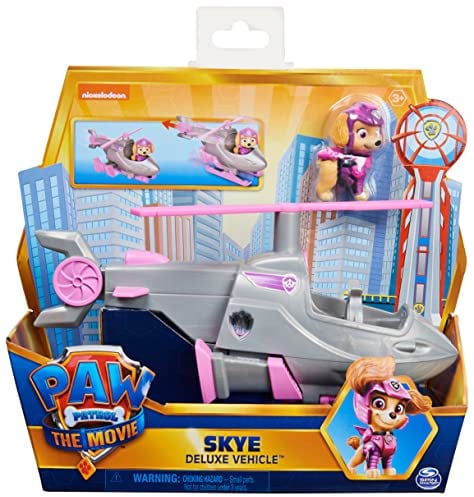 PAW PATROL Skyes Deluxe Basis Fahrzeug aus dem Kinofilm mit Hundefigur, Spielzeugauto, ab 3 Jahren