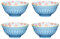 KitchenCraft Set of 4 Glazed Stoneware Bowls with Embossed Diamond Pattern, Red & Blue Ceramic Bowls with Footed Base, Microwave & Dishwasher Safe, 15.7 cm (6)