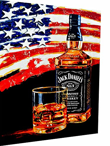 Magic Canvas Art - Bilder Jack Daniels Whiskey USA Leinwandbild 1- teilig Hochwertiger Kunstdruck modern Wandbilder Wanddekoration Design Wand Bild, Größe: 40 x 30 cm