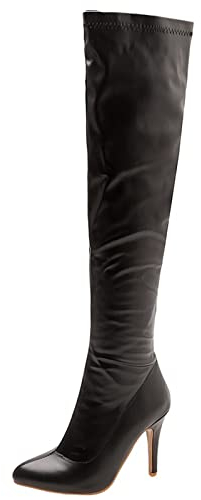 MJIASIAWA Donna Festa Sopra Il Ginocchio Moda Tacco A Spillo Stivali Stretch Warm Vestito Prom Prom Sposa Tacco Alto Inverno Boots Nero Numero 44 EU/46 Asiatico