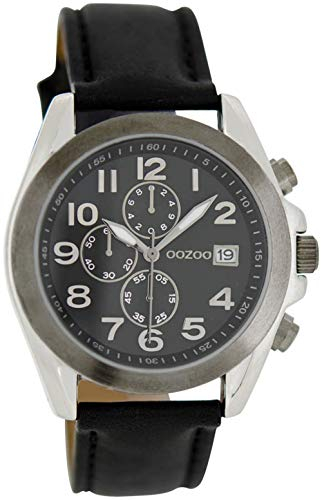 Oozoo Damenuhr mit Lederband und Datum 40 MM Schwarz/Schwarz C6199