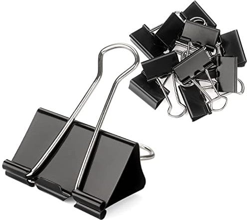 Extra Large Binder Clips Paper Clamps Clips Black, 2.0 Inches, 12 Pack