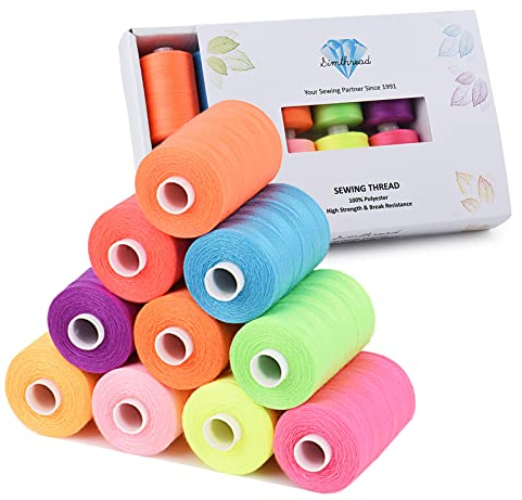 Simthread Allzweck-Nähgarn, 10 Spulen Größe 40D/2 Polyester-Nähgarn zum Nähen, Quilten und für die Nähmaschine - Praktische Polyester-Nähgarne für die Nähmaschine, je Spule 1000 Yards