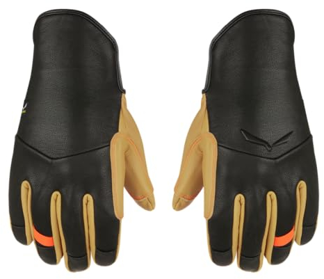 Salewa Ortles Merino Lederhandschuhe Herren, Schwarz, 8/M