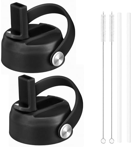 Tonlinco Straw Lid for Hydroflask Wide Mouth, Straw Lid Compatible with Hydro Flask 20 32 40 oz Wide Mouth Wide Mouth Straw Lid Compatibility Most Sports Water Bottle (Black)
