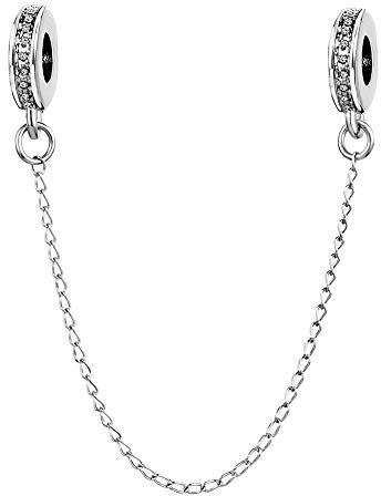 FGT Catena di sicurezza con cristalli di zirconia cubica, compatibile con braccialetti Pandora a maglia di serpente, regalo di sicurezza, blu, viola, rosa, per famiglia, donne, ragazze, compleanno,