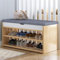 Warmiehomy Shoe Storage Bench With Cushion Shoe Bench 2 Tier Storage Shelf Multifunctional Storage Cabinet Hallway Bench For Bedroom Living Room (Natural)
