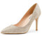 JOY IN LOVE Damen-Pumps 8,9 cm High Heels spitz zulaufende Stiletto-Pumps, Gold / Glitzer, 43 EU
