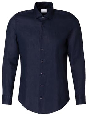 Seidensticker Herren Slim Fit Langarm Hemd, Dunkelblau, 44 EU