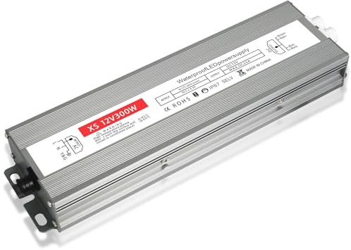 Trasformatore LED 12V 300W, Alimentatore 12v 25A, Trasformatore 220V 12v, Driver LED AC a DC, Impermeabile IP67/Senza Sfarfallio, LeD Alimentatore Driver Power Supply per G4, GU5.3, MR11, MR16