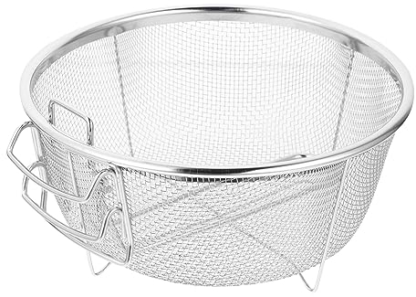HOMSFOU 1pc Basket Snack Trays Sink Strainer l Brackets Heavy Duty Kitchen steam Rinse Strain French Fries mesh Stand Strainer Skimmer Frying Skimmer Metal Skimmer Stainless Steel Dessert