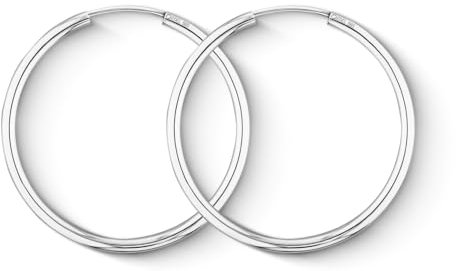 EDELIND 750 Creolen Gold Ohrringe Damen Mädchen 20mm Hoop Ohrringe Set Breite 2mm aus 18K Weißgold Basic Ohrschmuck Damenohrringe mit Schmuck Geschenk Box