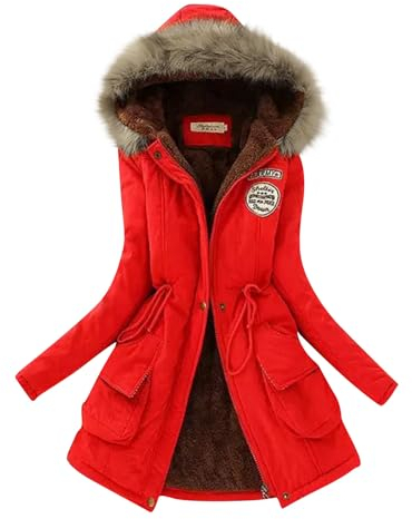 KONG JIMFAN Strickjacke Damen Gothic Mantel Damen Jacke Damen Jeansblazer Damen Fleecejacke Damen Hoodie Schwarz Damen Regenjacke Grosse Groessen Regenjacke Rennrad Damen-Jacken(Rot,XXL)