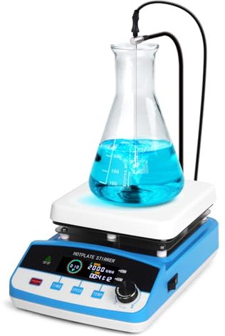 Magnetic Stirrer Hot Plate 6L, Digital Lab Stirrers Max 520℉ 100-2000rpm, Temp Probe Sensor Stand and Stirrer Bars Included