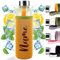 LIVONDO Trinkflasche Glas 0,5 lt. mit Edelstahl Schraubverschluss und Neopren Hülle | Geschirrspüler fest (Sommer - Marigold)