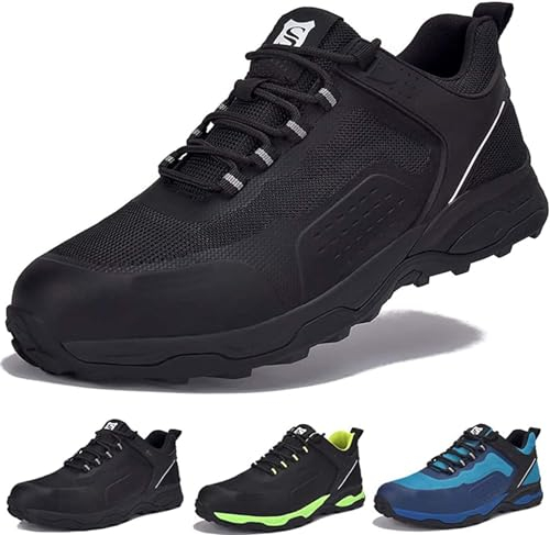 JACKSHIBO Arbeitsschuhe Sicherheitsschuhe Herren Damen Leicht Sportlich Stahlkappenschuhe Atmungsaktiv mit Stahlkappe 37-48 EU