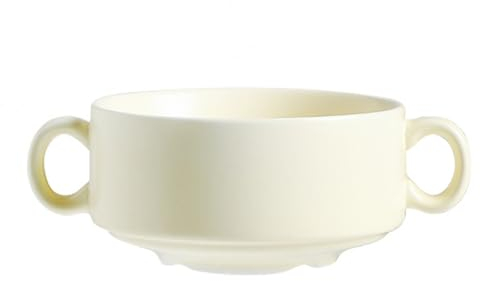 OnePine 300ml Porcelaine Bols à Déjeuner, Bol à Soupe avec Poignée, Bol à Dessert Bols à Céréales pour Restaurant à la Maison, Lave-vaisselle Convient