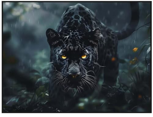 Diamond Painting Panther Tier 50x75 cm Malen Nach Zahlen Erwachsene Diamant Painting Bilder, Full Runde Steine Diamond Painting Kinder, DIY Bastelset Diamond Painting Set Crystal Art, Wand Dekor Y/870