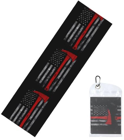HYTTER Chilled Sports Towel 12x40 in Ice Towel Soft Breathable Chilly Towel for Yoga Sport Running Gym Workout Fitness Firefighter Axe Red Line Flag Prints