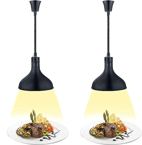 Hängende Wärmelampe für Speisen, Wärmelampen für Speisen, Wärmelampe für Buffets in gewerblichen Küchen, Teleskop-Heizlampen, höhenverstellbar, Wärmelampe für Speisen (schwarz)